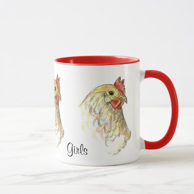 Tasse J'aime mes filles poulet poule Hen dessin d'oiseau (Droite)