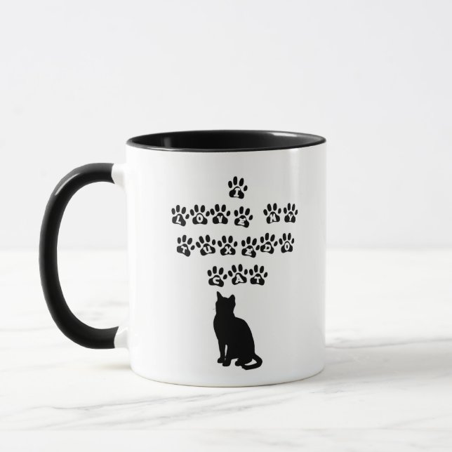 Tasse J'aime mon chat de smoking--Texte noir (Gauche)