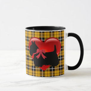 Tasse J'aime, Scottish Terrier, grand coeur rouge plaid 