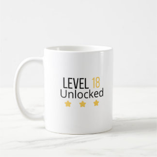 Tasse jaune de fête d'anniversaire Niveau 18 déblo