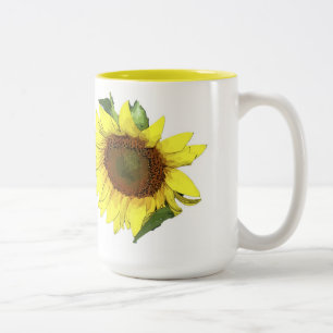 Tasse jaune de tournesol de tasse avec l'intérieu