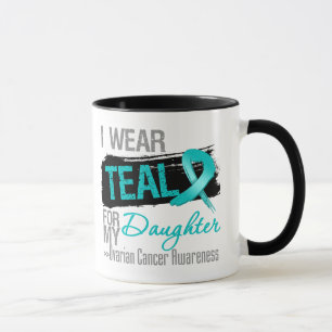 Tasse Je porte le ruban turquoise pour mon Cancer