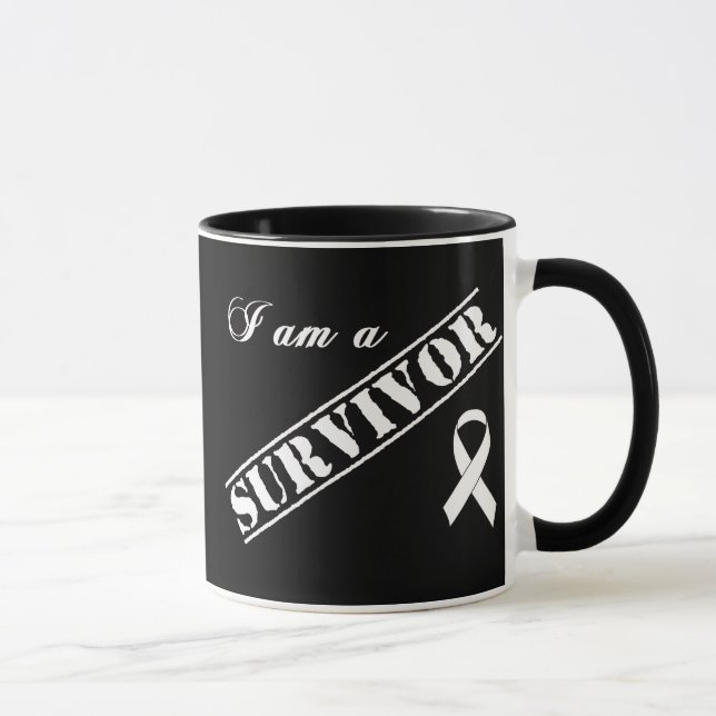 Tasse Je suis un survivant de cancer de poumon - ruban (Droite)