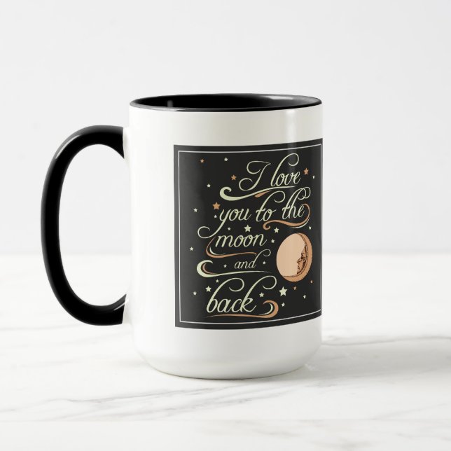 Tasse Je t'aime au noir de lune et de dos (Gauche)