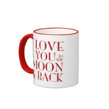 Je t'aime au rouge de lune et de dos sur le blanc
