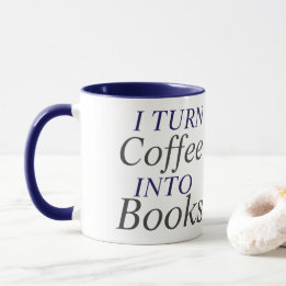 Tasse Je transforme le café en livres
