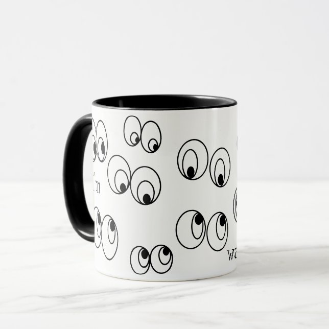 Tasse Je vous regarde Funny Black and White Eyeballs (Devant gauche)