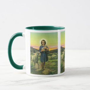 Tasse Jésus-Christ berger vintage avec agneau bébé