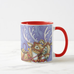 Tasse Joli Père Noël de dessin animé de Noël chariot ren