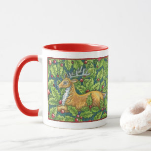 Tasse Joli renne de Noël en forêt avec Holly