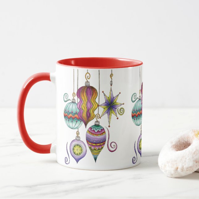 Tasse Jolie décoration de Noël, élégante et fantaisie (Avec donut)