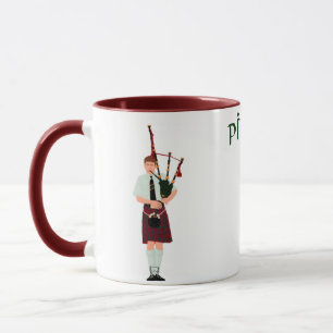 Tasse Joueur de cornemuse à carreaux rouges