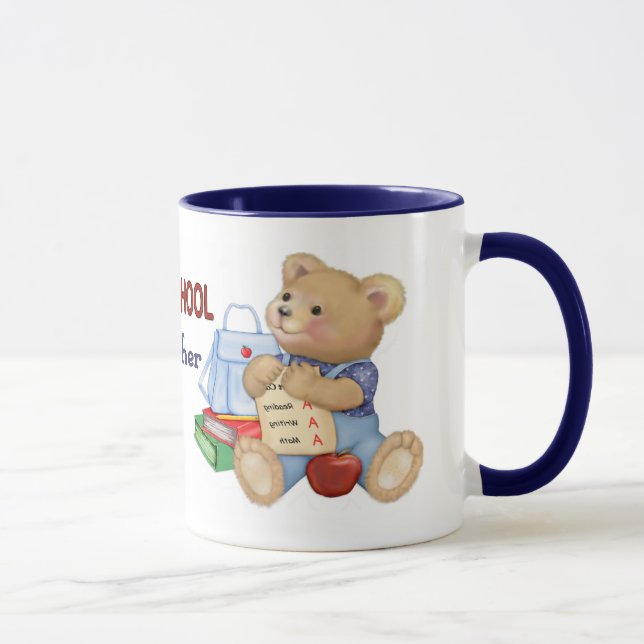 Tasse Jours scolaires Teddy - Enseignant préscolaire (Droite)