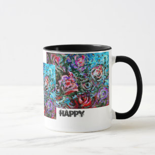 Tasse joyeuse avec des roses