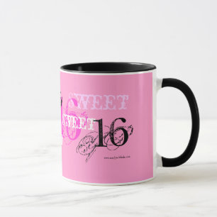 Tasse Joyeux anniversaire du bonbon 16 pour l'ado - rose