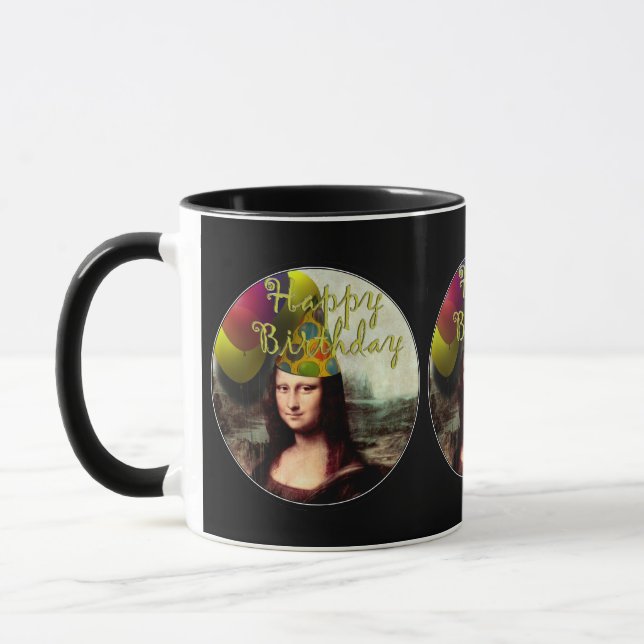 Tasse Joyeux anniversaire Mona Lisa (Gauche)