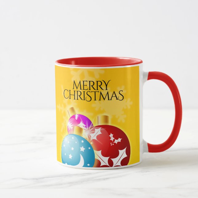 Tasse Joyeux Noël avec des ornements Festive (Droite)