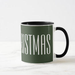 Tasse Joyeux Noël - blanc sur chasseur vert