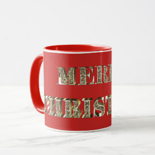 Tasse Joyeux Noël Golden Parties scintillant Typographie