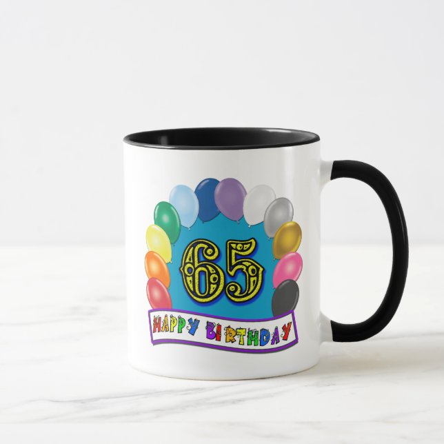 Tasse Joyeux soixante-cinquième anniversaire avec des (Droite)