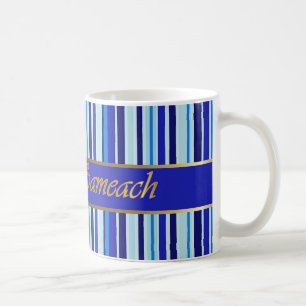 Tasse juive de rayures bleues de vacances