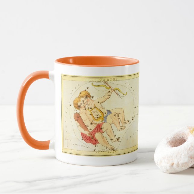 Tasse Jumeaux Gemini Constellation Vintage Urania miroir (Avec donut)