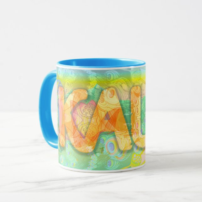 Tasse Kaur - 2 floraux - bleu (Devant gauche)