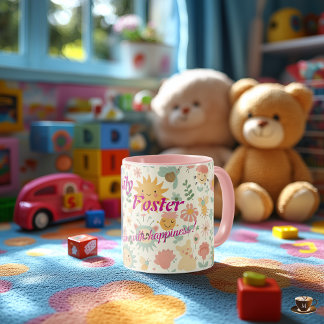 Tasse Kawaii Personnalisée Soleil et Fleurs pour E