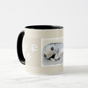 Tasse Keeshond Sleeping Puppy Peinture Chien Art origina