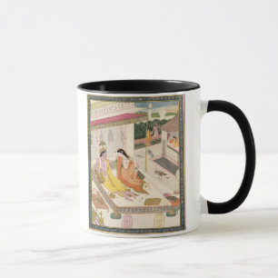 Tasse Krishna et Radha sur un lit dans un palais de