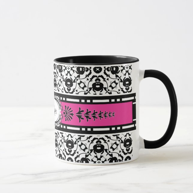 Tasse La damassé élégante d'Edwardian ajoutent votre nom (Droite)
