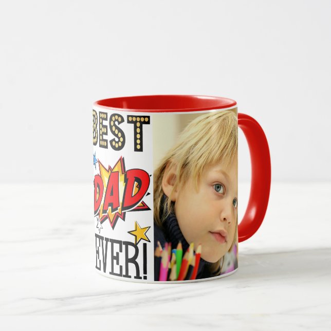 Tasse La meilleure photo de coutume de super héros de (Devant droit)