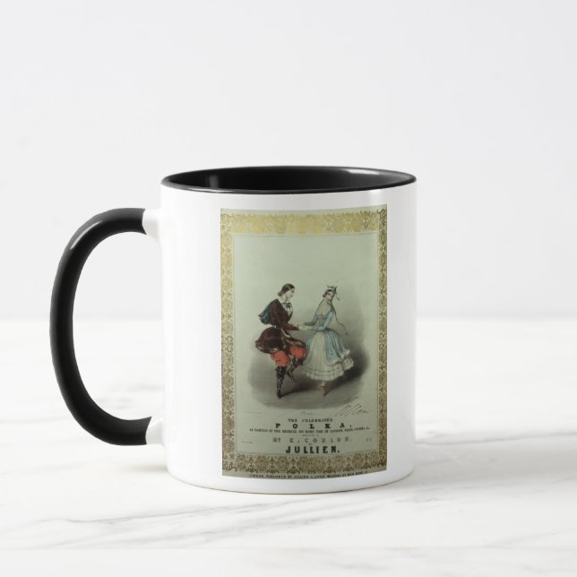 Tasse La polka célébrée, feuille de chanson, 1840 (Gauche)