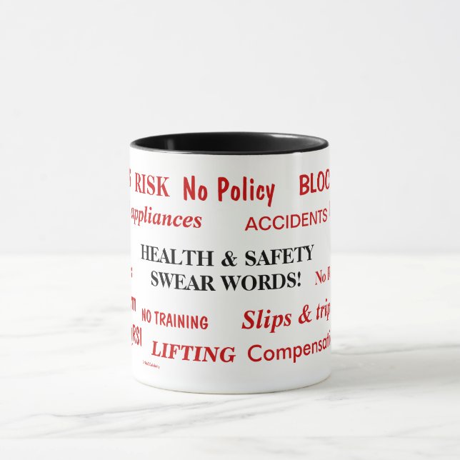 Tasse La santé et sécurité jurent des mots ennuyant (Centre)