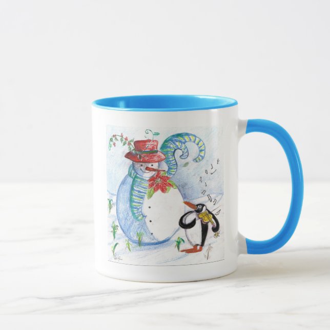 TASSE LA SÉRÉNADE HIVERNALE DE SNOWMAN ET PENGUIN (Droite)