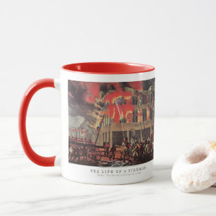 Tasse La vie d'un pompier, pompiers vintage luttant cont