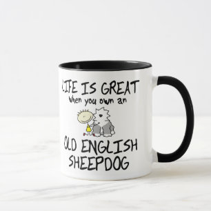 Tasse La vie est grand vieux chien de berger anglais