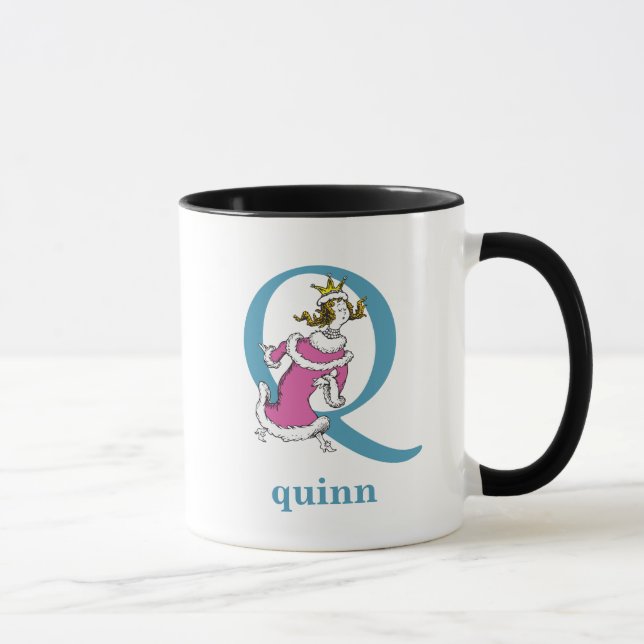 Tasse L'ABC de Dr Seuss : Lettre Q - Bleu | Ajoutez votr (Droite)