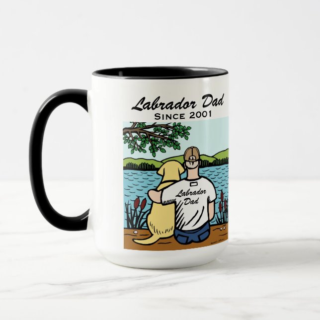 Tasse Labrador et papa jaunes personnalisés (Gauche)