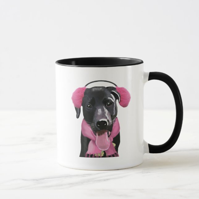Tasse Labrador Noir Avec Bouteilles Oreilles (Droite)