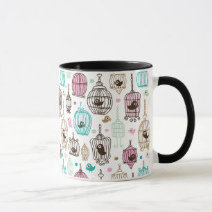 Tasse l'amour de cage à oiseaux badine le motif