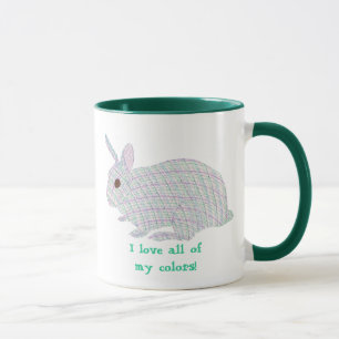Tasse Lapin à carreaux, j'aime toutes mes couleurs, tass