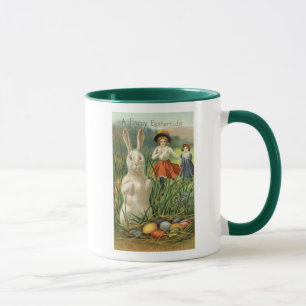 Tasse Lapin de Pâques vintage et enfants Joyeuses Pâques