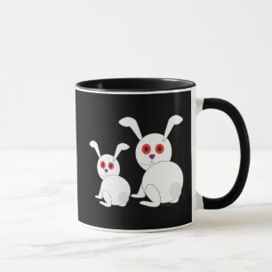 Tasse lapins blancs confits personnalisables avec les ye