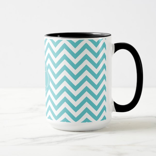 Tasse L'Aqua Girly Chevron blanc barre le monogramme (Droite)
