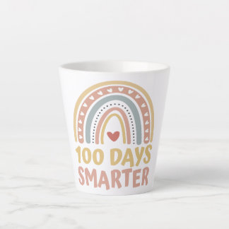 Tasse Latte 100 Jours Smarter 100 Jours d'école Boho Arc-en-ci
