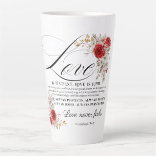 Tasse Latte 1 Corinthiens 13:4-8 L'amour est Patient Bible Flo