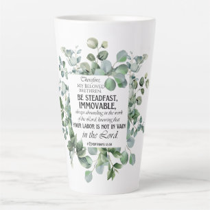 Tasse Latte 1 Corinthiens 15:58 Inspirational Verse Eucalyptus
