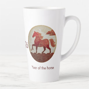 Tasse Latte 2026 Année du Cheval – Art du Nouvel An Lunaire