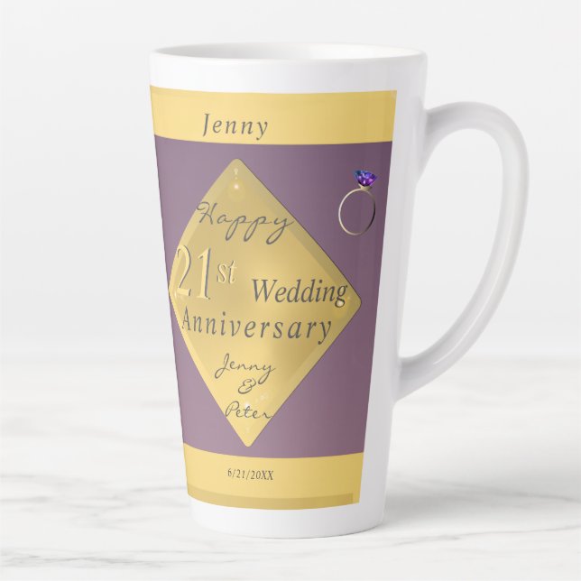 Tasse Latte 21e anniversaire Mariage Café en laiton Latte (Droite)